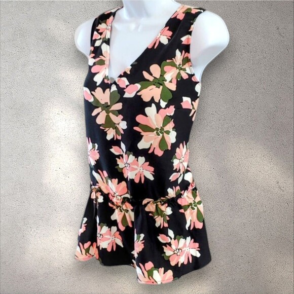 Jason Wu Women's Medium Black Pink Floral Sleeveless Peplum Blouse Top NWOT - Picture 8 of 8